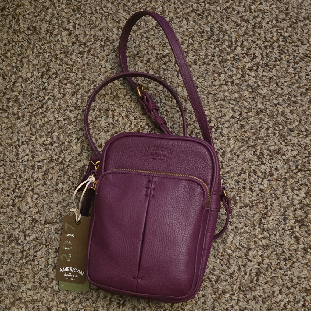American Leather Company Wine Color Crossbody Phone Bag CLEVELAND MINI